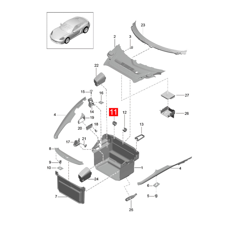 WXZOS Warning Triangle Retaining Strap Bracket for Porsche 718 Cayman (982) 2017-2022