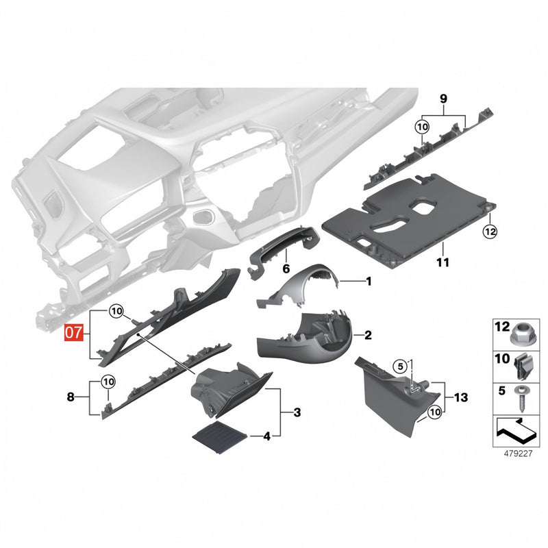 WXZOS Steering Wheel Lower Cover Sponge Backplate for BMW F48 F49 X1 2016-2022
