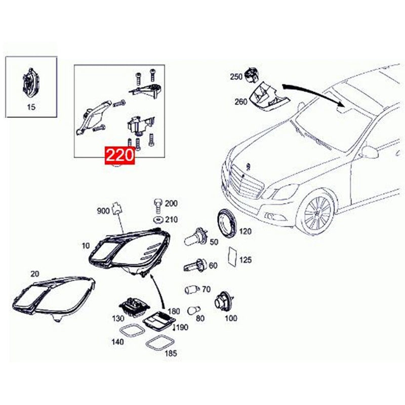 WXZOS Left Headlight Housing Bracket Kit for Mercedes-Benz 2013-2015 E-CLASS W212 S212