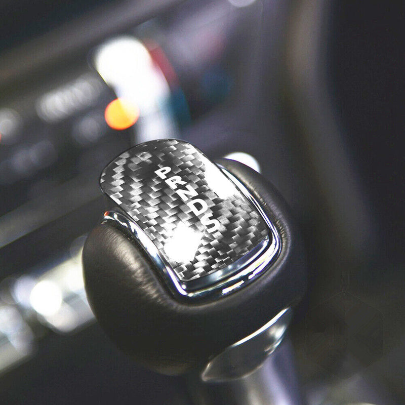 Sale Black Carbon Fiber Gear Shift Knob Panel Trim for Ford Mustang 2014-2018