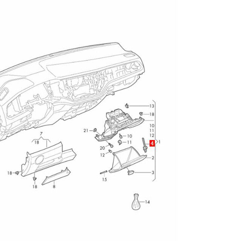 LHD Glove Box Brake Element 5G1858309 for VW Golf E-Golf Arteon R32 GTI Rabbit