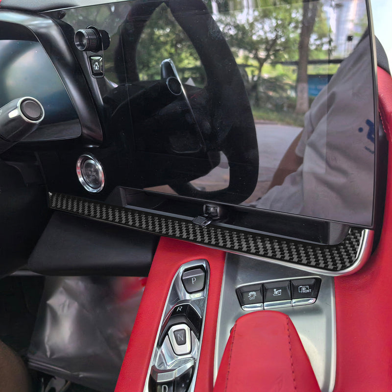 WXZOS Genuine Carbon Fiber Dash Center Vent Trim for Chevrolet Corvette C8 2020-2024