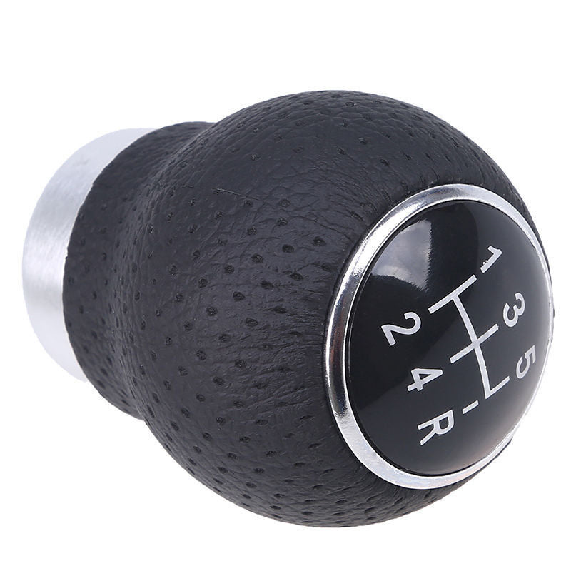 Universal 5-Speed Black Leather Car Manual Gear Stick Shifter Shift Knob Lever