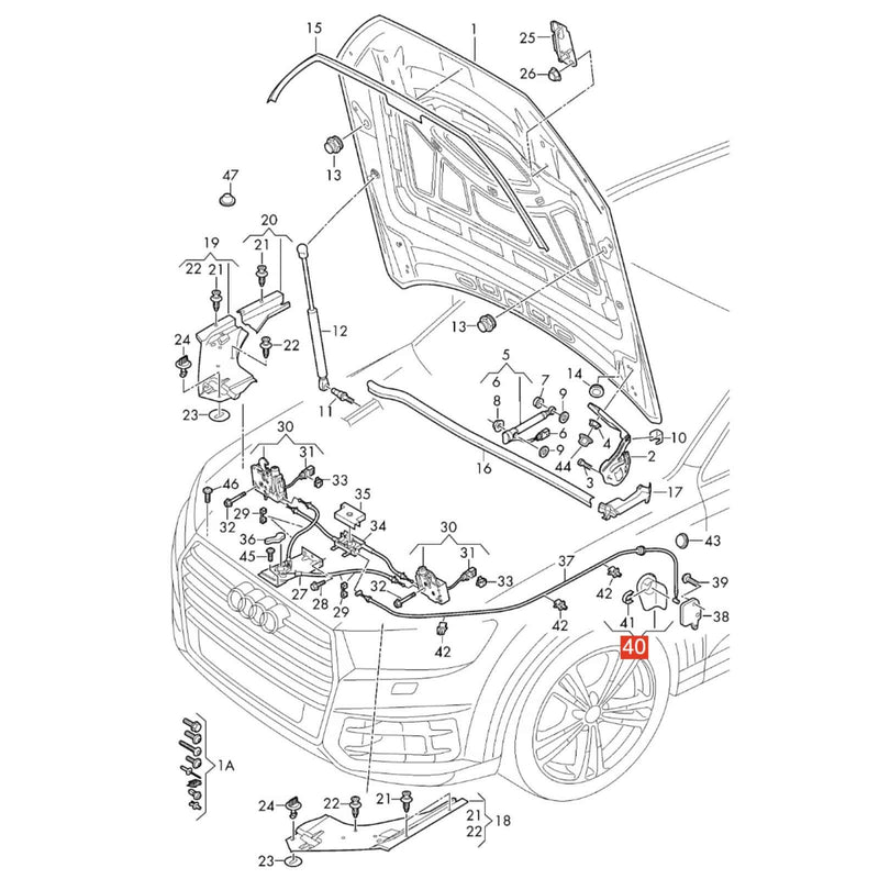 WXZOS Car Engine Hood Latch Release Handle Switch w/Bracket for Audi Q7 SQ7 2016-2024