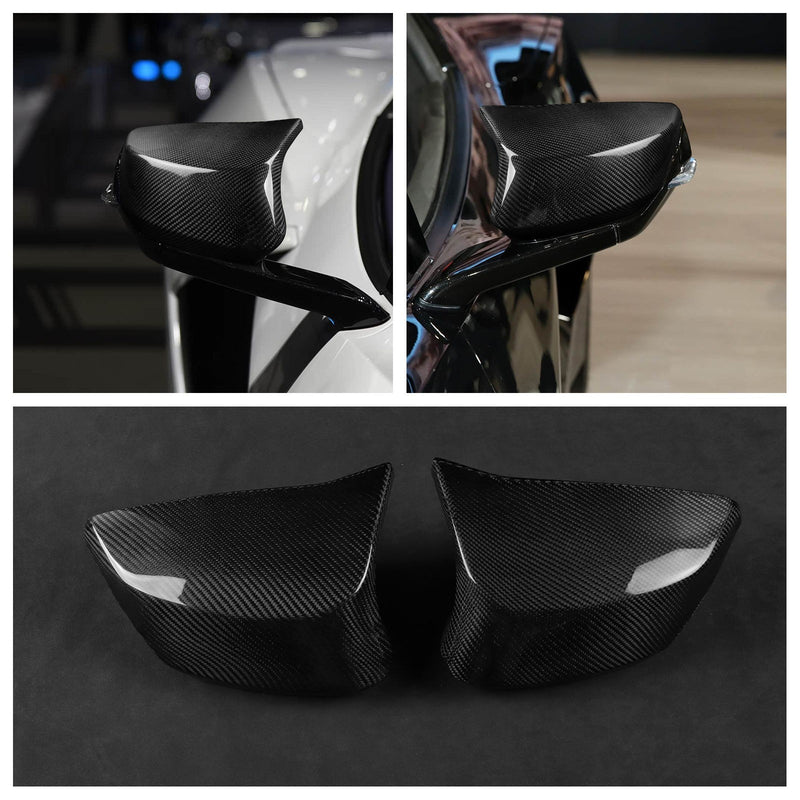 WXZOS Dry Carbon Fiber Side Wing Mirror Cover Trim for Chevrolet Corvette C8 2022-2024