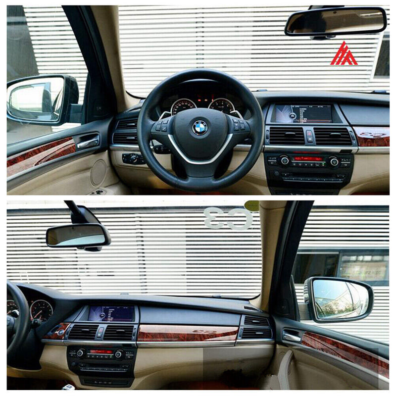 Peach Wood Grain Center Console Panel Inner Door Panel for BMW 2008-2013 X5 X6