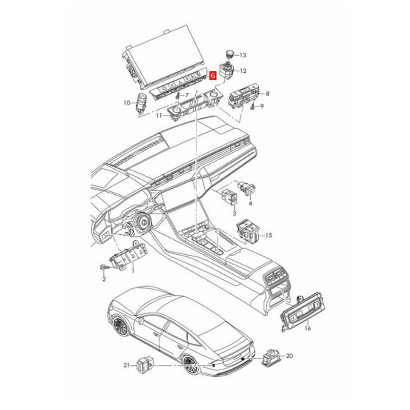 EPC Multi-control Switch Button Under Display 4K0925301B for Audi A6 C8 A7 2019-