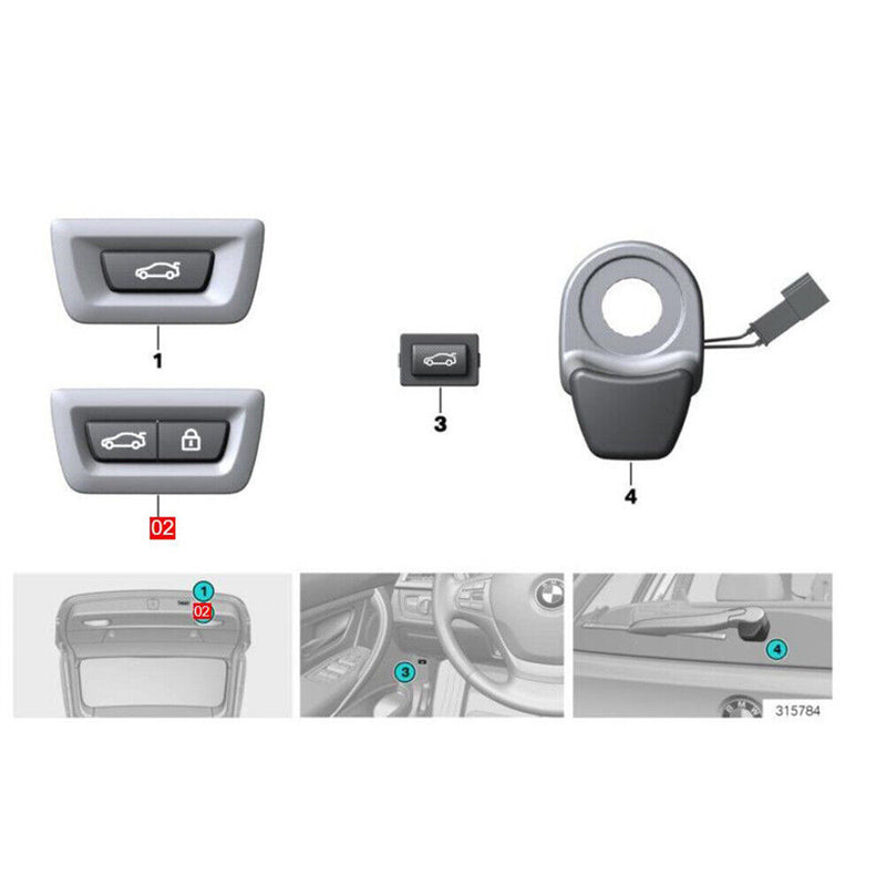 Trunk Liftgate Lock Release Switch for BMW 3er F34 2013-2020 4er GC F36 2015-17