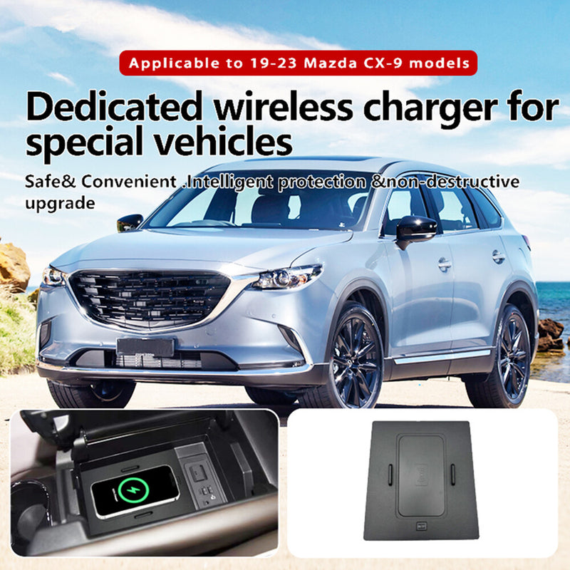 WXZOS Front Center Console Wireless Fast Charging Pad for Mazda CX-9 2019-2023