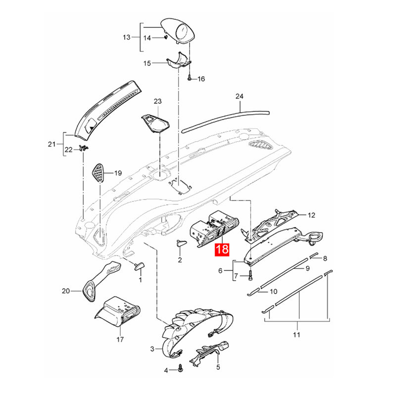 WXZOS Front Dashboard Air Vent Frame Panel Replacement for Porsche 911 (997) 2005-2011