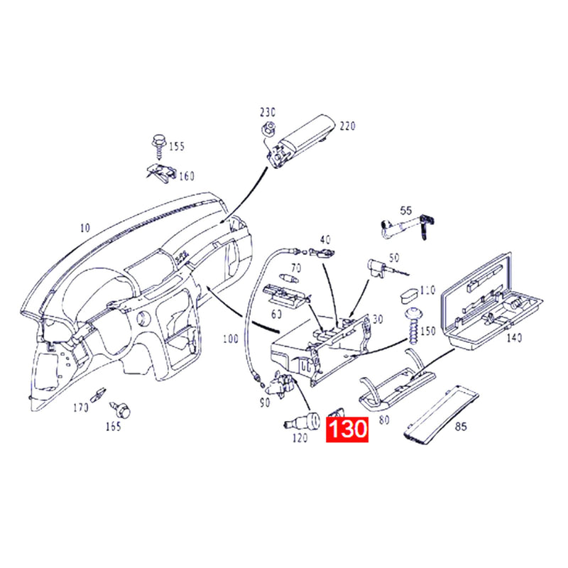 WXZOS Passenger Side Glove Box Release Button for Mercedes-Benz W220 S-Class 1998-2005