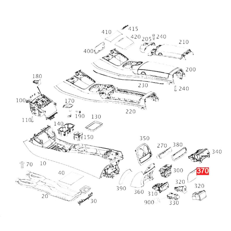 Rear Central Console Cover Molding for Mercedes-Benz W222 S-Class 2014-2020