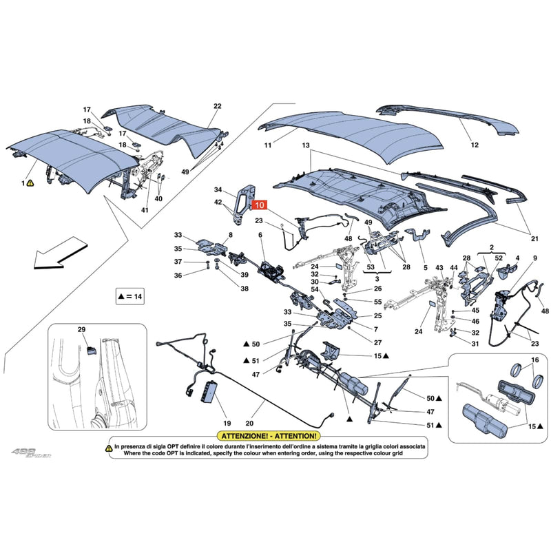 WXZOS Convertible Roof Flap Mechanism Replace Cable for Ferrari 488 Spider 2015-2019