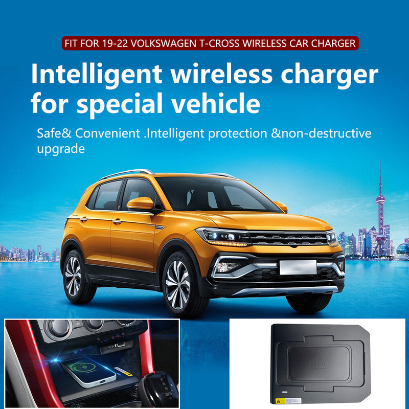 WXZOS Front Center Console Wireless Fast Charging Pad for VW T-Cross 2019-2022