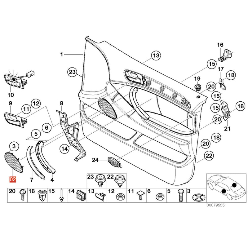 WXZOS Door Speaker Grille Cover Trim Replace w/7Pcs Screws for BMW E53 X5 1999-2006