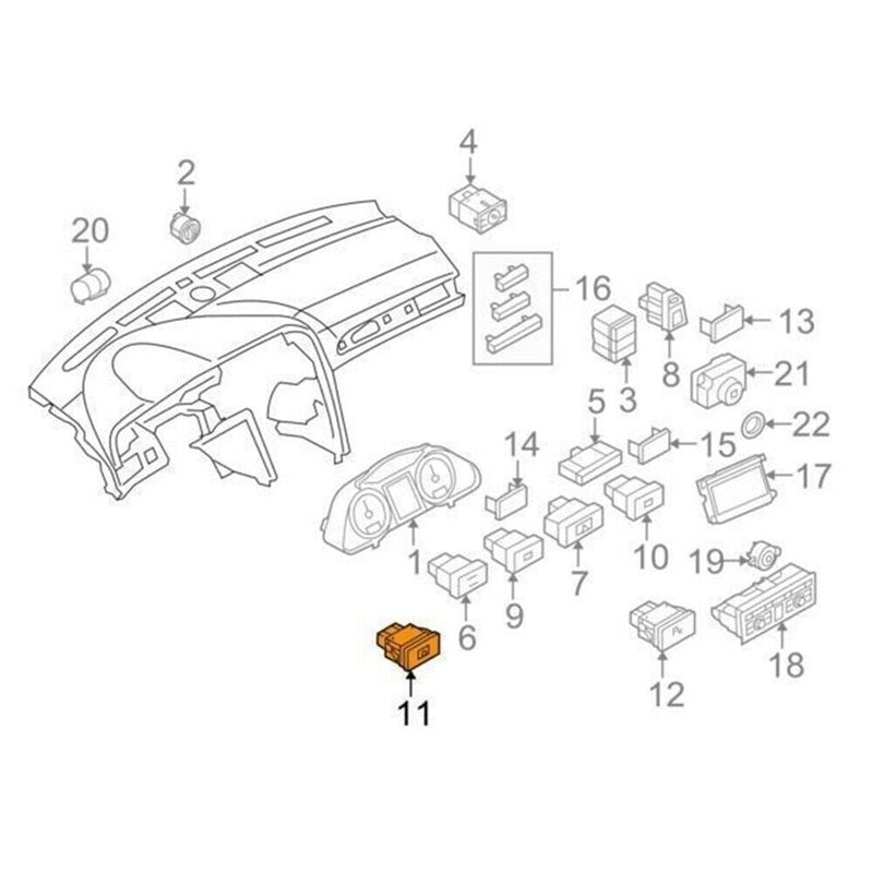 Pulsante interruttore avviso sistema cambio corsia per Audi A6 C6 S6 2005-2011