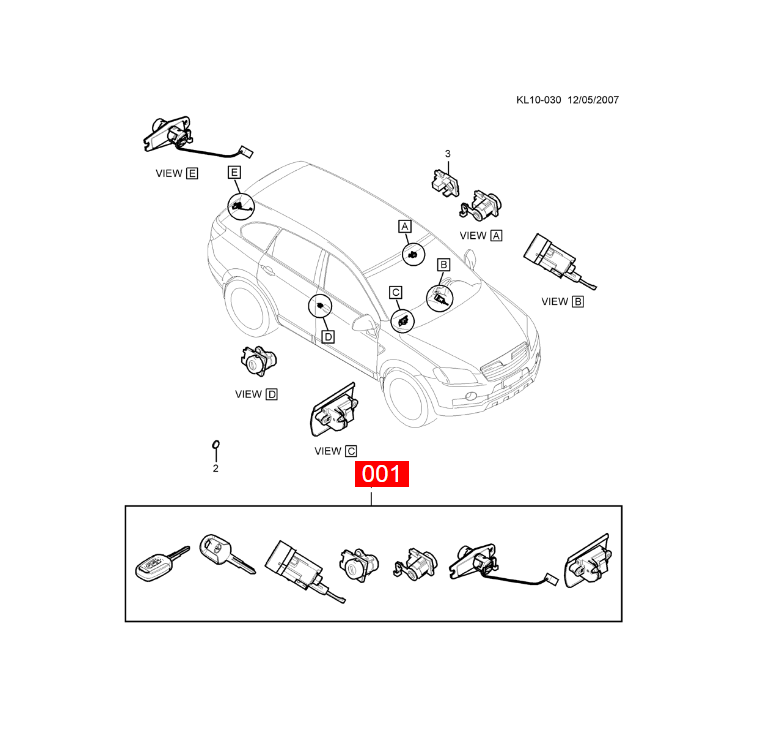 WXZOS 3 Button Ignition Lock Cylinder Repair Kit for Chevrolet Captiva Sport 2008-2010