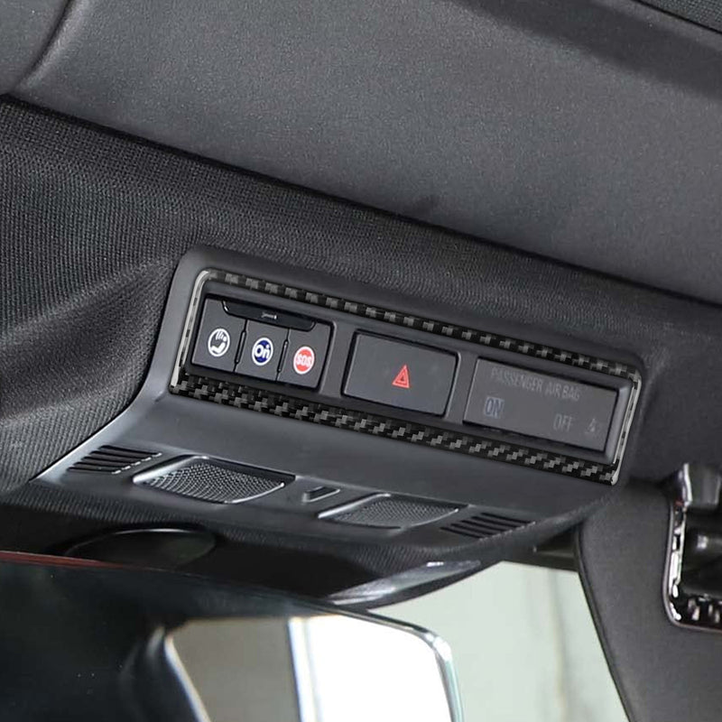 WXZOS Genuine Carbon Fiber Hazard Light Switch Trim for Chevrolet Corvette C8 2020-24