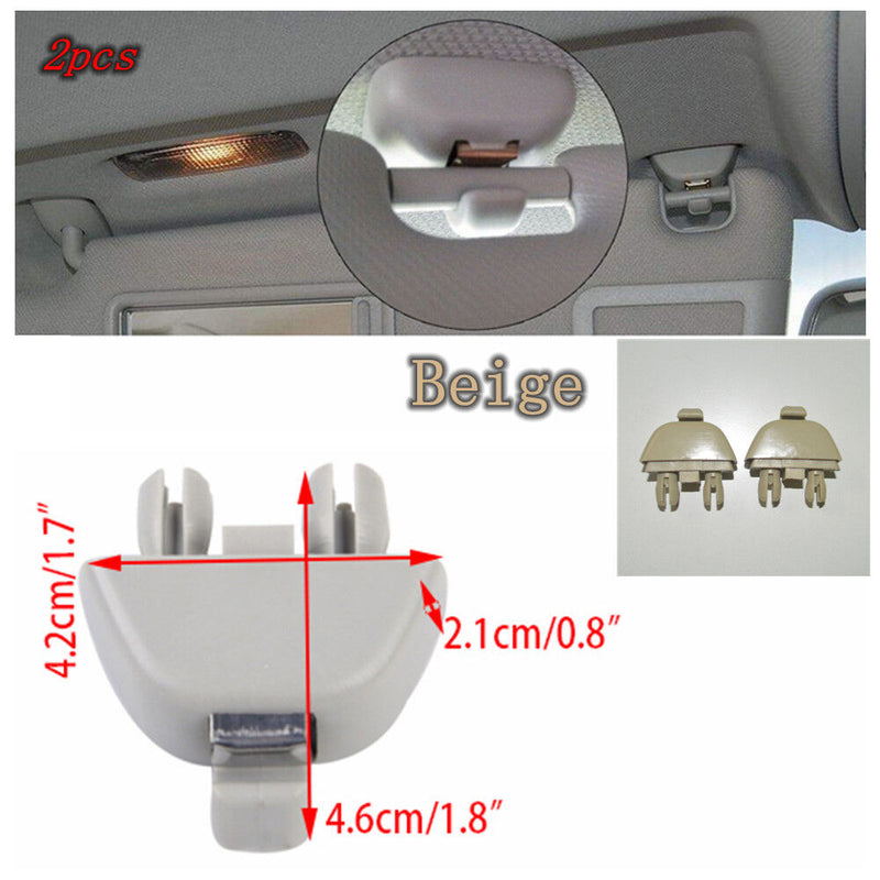 2 Pcs 4F0857561 Beige Sun Visor Clip Hook Mount for Audi A6 C6 2004-2011