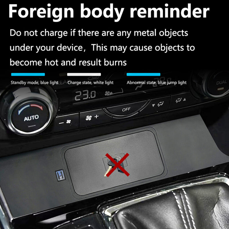 WXZOS Front Center Console Wireless Fast Charging Pad for Mazda CX-8 2019-2023