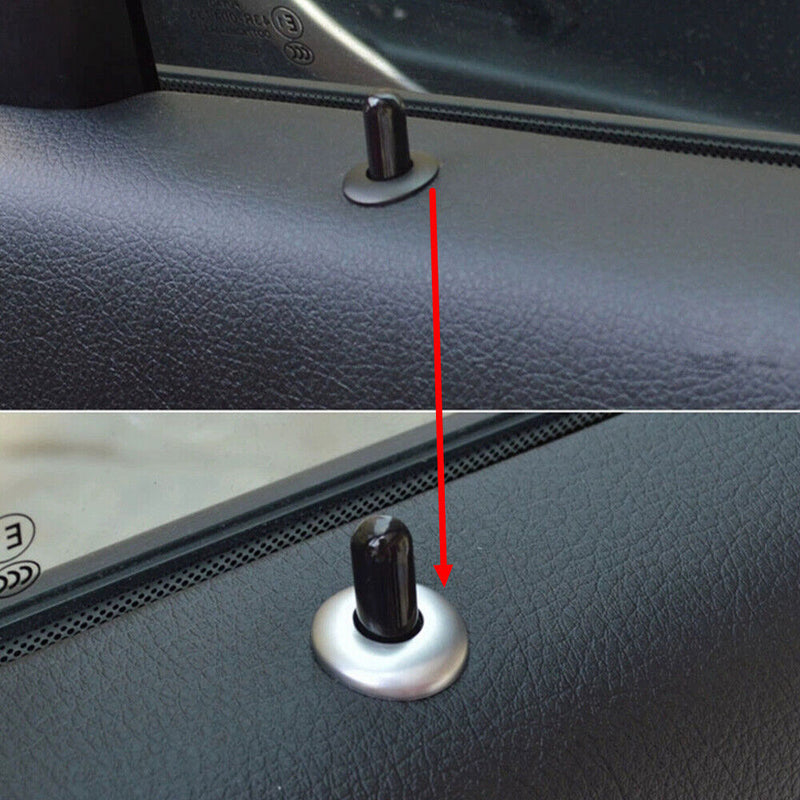 4Pcs ABS Silver Door Lock Knob Cap Cover for BMW 5 Series 2002-2009 E60 4DOOR