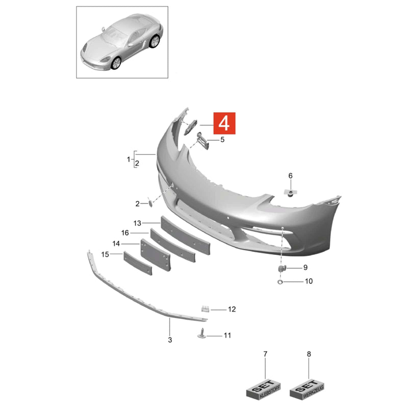 WXZOS Front Bumper Fastener Bracket Retainer for Porsche 718 Cayman (982) 2017-2024