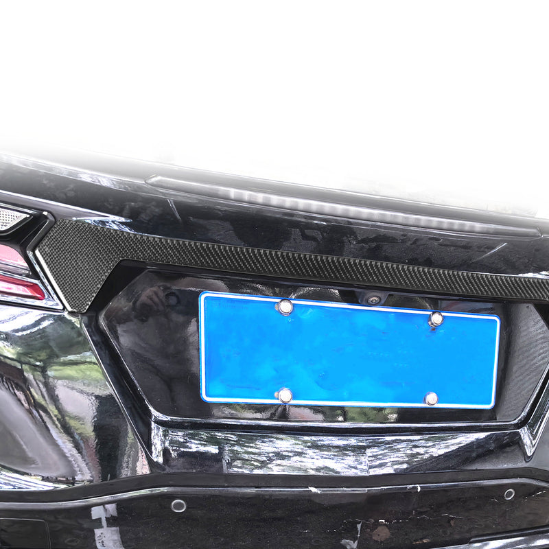 WXZOS Genuine Carbon Fiber Rear Trunk Lid Trim for Chevrolet Corvette C8 2020-2024