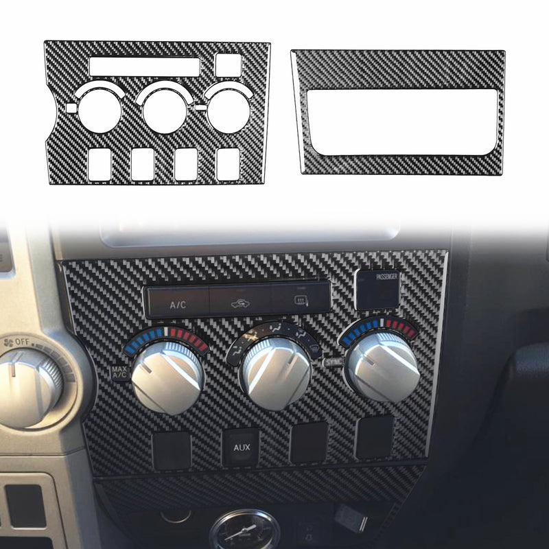WXZOS Genuine Carbon Fiber Dashboard A/C Control Panel Trim for Toyota Tundra 2007-13