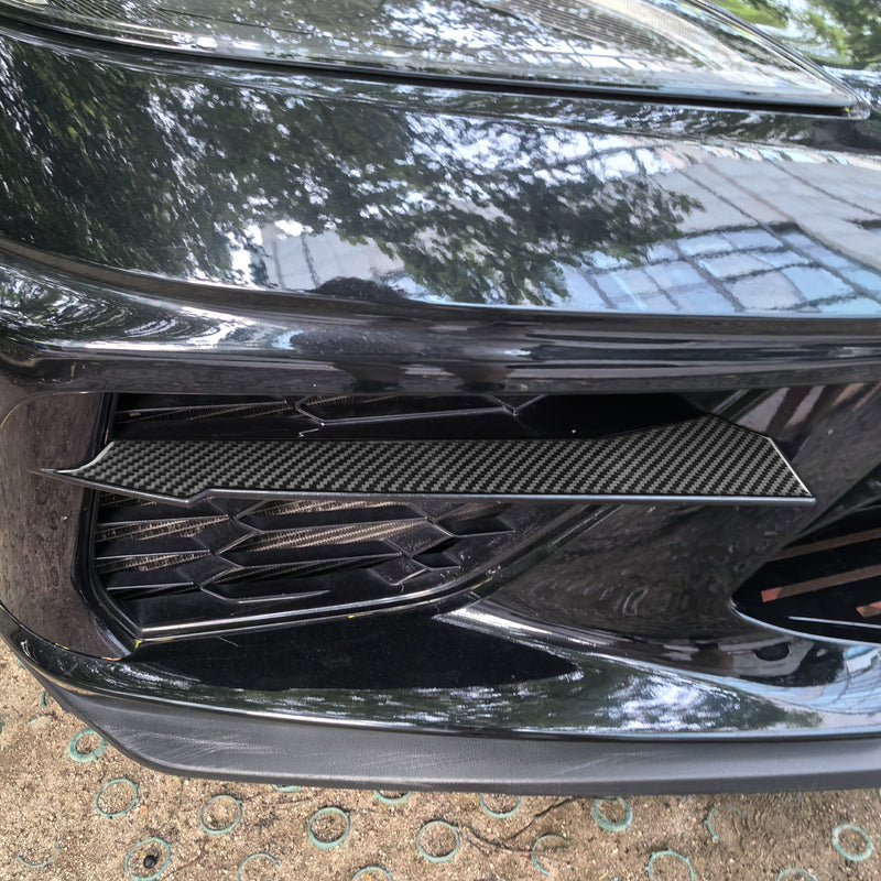 WXZOS Genuine Carbon Fiber Front Intake Vents Trim for Chevrolet Corvette C8 2020-2024