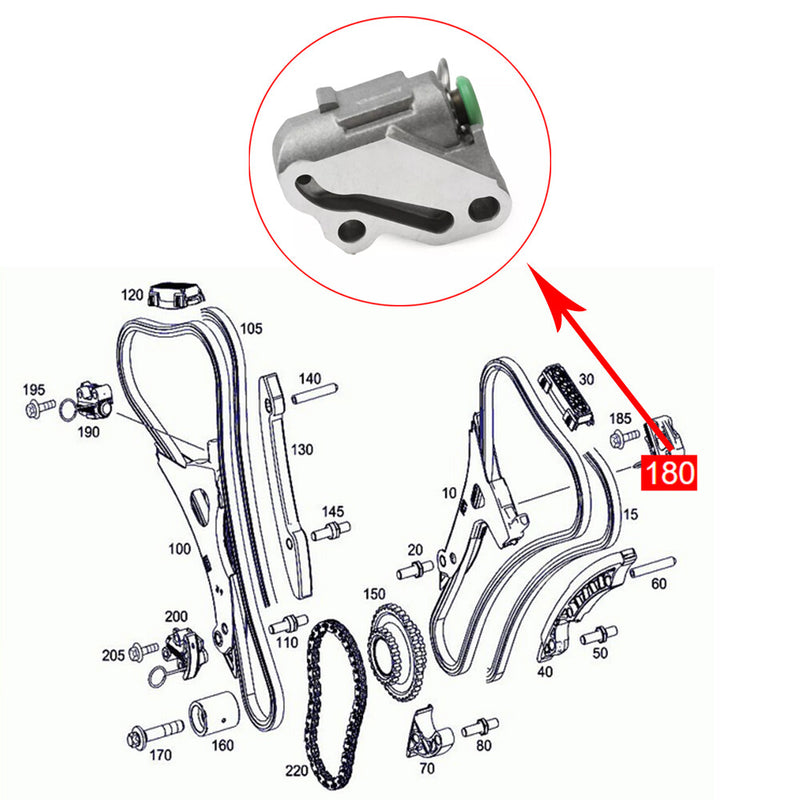 WXZOS Engine Timing Chain Left Tensioner for MercedesBenz GLS350/400/450 3.0 2016-2018