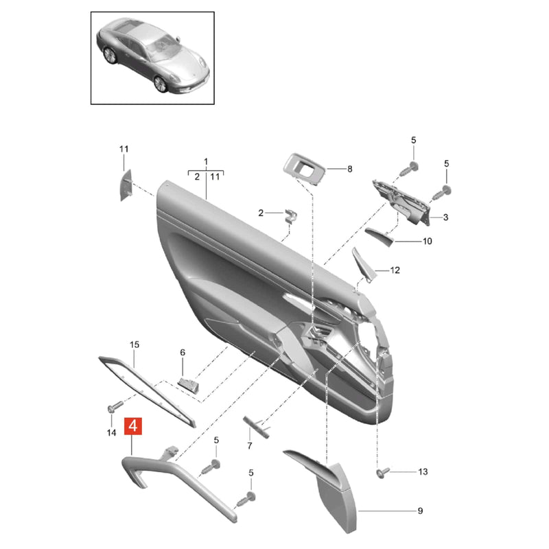 WXZOS  Front Inner Door Handle Cover Trim Replace for Porsche Boxster (981) 2013-2016