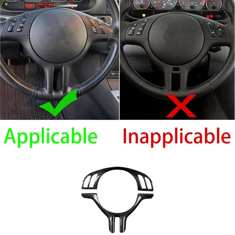WXZOS 1PC Genuine Dry Carbon Fiber Steering Wheel Trim for BMW E39 5Series 1999-2003