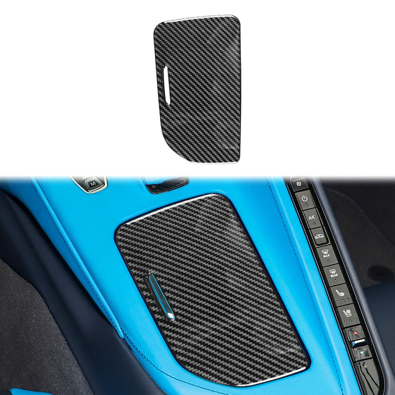 WXZOS Genuine Carbon Fiber Center Cup Holder Trim for Chevrolet Corvette C8 2020-2024