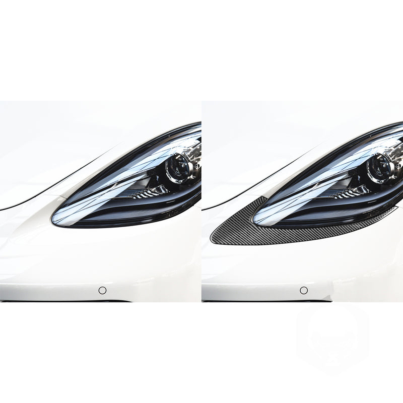 WXZOS Genuine Carbon Fiber Headlight Eyebrow Trim for Porsche 718 Cayman 2017-2025