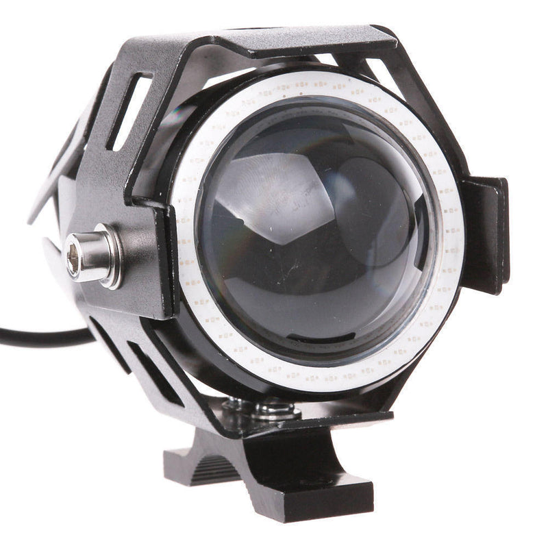 125W Angel Eyes Light Motorcycle Headlight LED Fog Spotlight with Switch