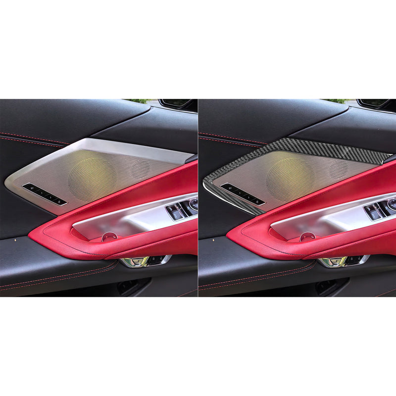 WXZOS Genuine Carbon Fiber Door Speaker FrameTrim for Chevrolet Corvette C8 2020-2024