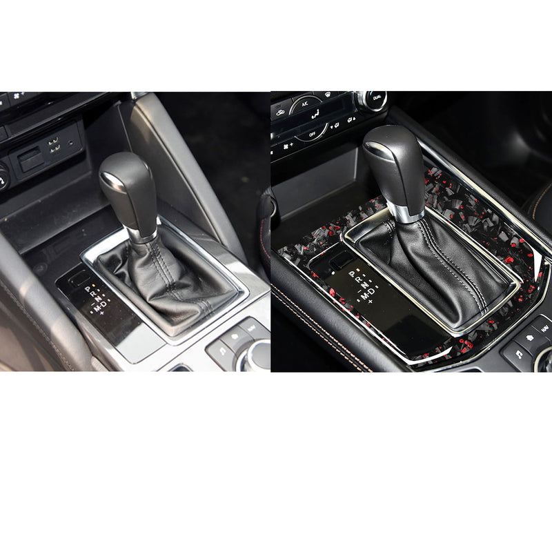 WXZOS Genuine Carbon Fiber Gear Shift Knob Lever Panel Trim for Mazda CX-5 2016-2019