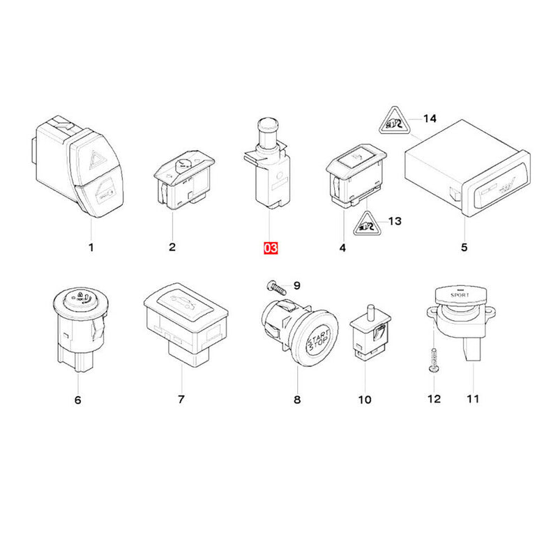 61319119052 Hood Alarm Sensor Switch for BMW 550i 2005-2009 630i 650i 2006-2010