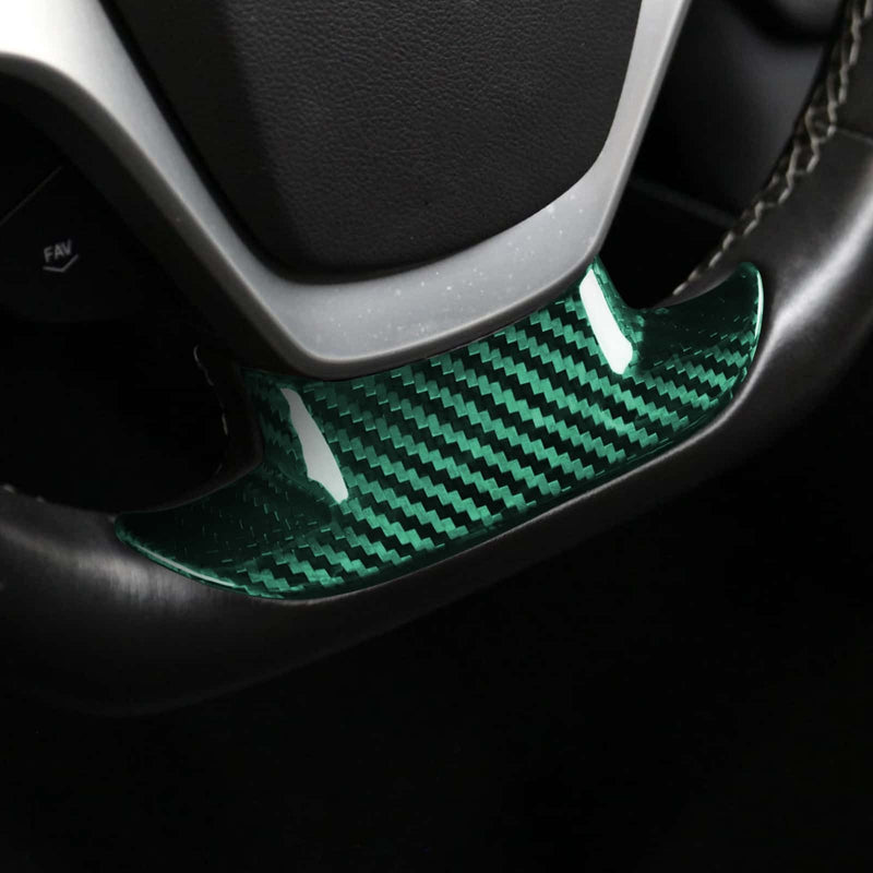 WXZOS 1SET Genuine Carbon Fiber Steering Wheel Trim for Chevrolet Corvette C7 2014-19
