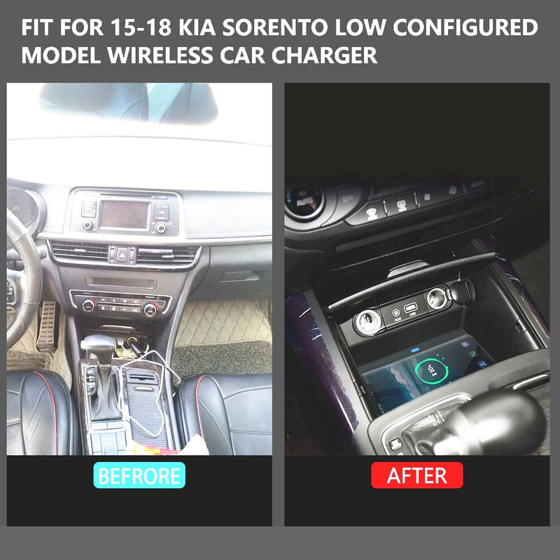 WXZOS Center Console Phone Wireless Fast Charging Pad for Kia Sorento 2015-2018