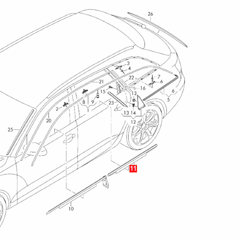 WXZOS Rear Right Door Window Glass External Seal Strip for Audi A6 Allroad 2012-2018