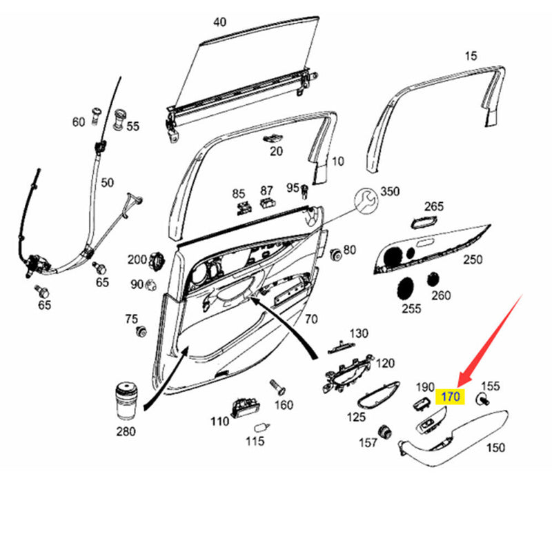 Rear Left Door Window Shade Curtain Switch Trim for Benz E W213 4DOOR 2016-2020