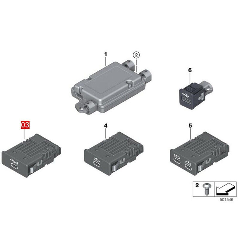 Central Console Rear TYPE-C Socket One Port for BMW X7 (G07) Z4 (G29) 2019-2022
