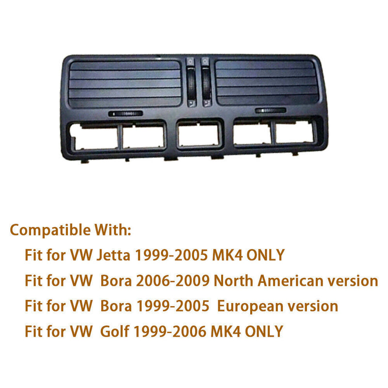 Black Dashboard Central Air Conditioning Vent for VW Mk4 Golf Jetta Bora 1999-05