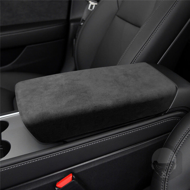 Black Suede Center Console Armrest Box Cover Trim Lid for Tesla Model-3 2017-22