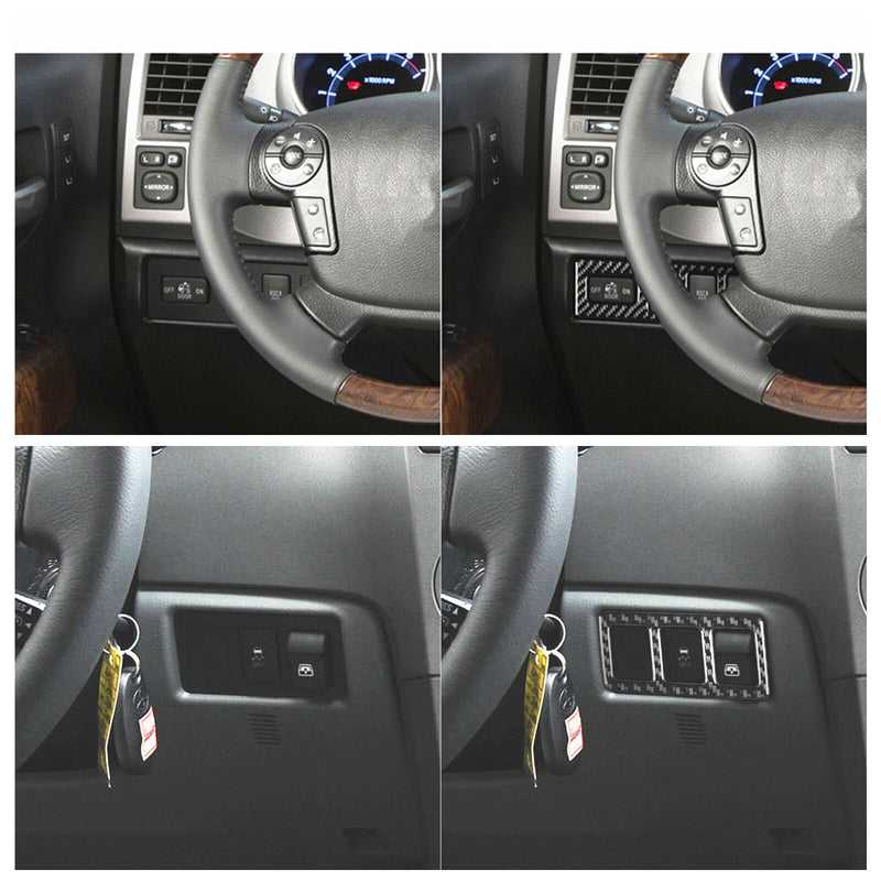WXZOS Genuine Carbon Fiber Driver Side Dashboard Switch Trim for Toyota Tundra 2007-13