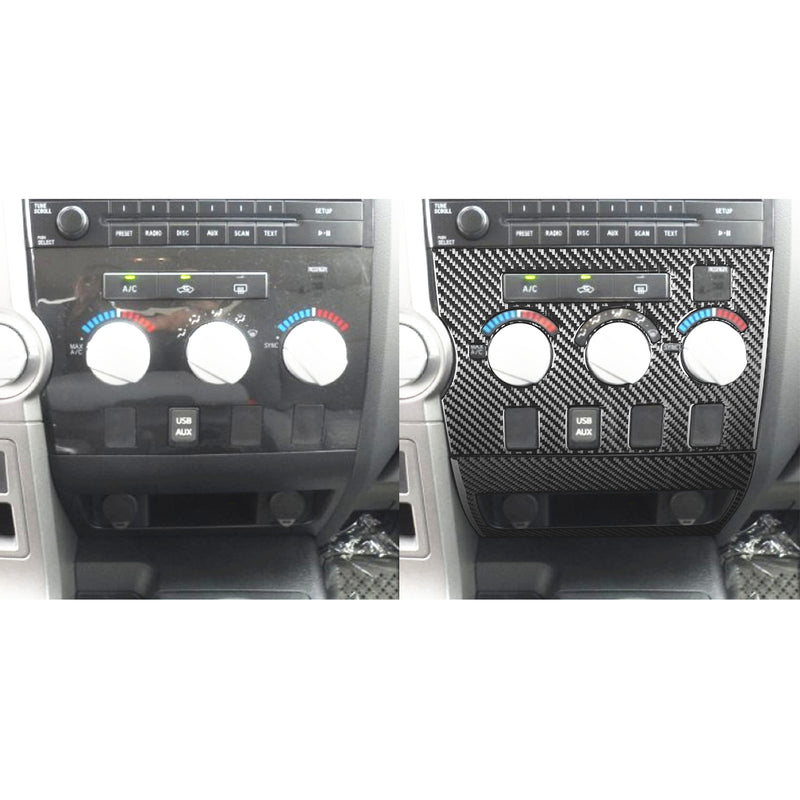 WXZOS Genuine Carbon Fiber Dashboard A/C Control Panel Trim for Toyota Tundra 2007-13
