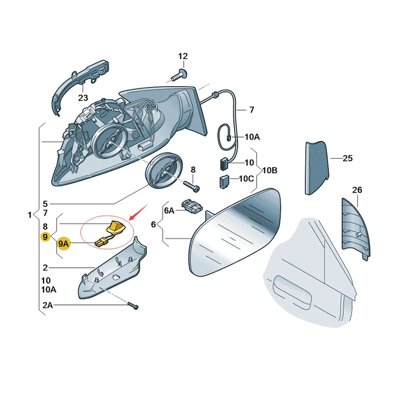 WXZOS Left Side Wing Mirror Puddle Light for Audi A6 C6 S6 A6 Allroad/Avant 2005-2011