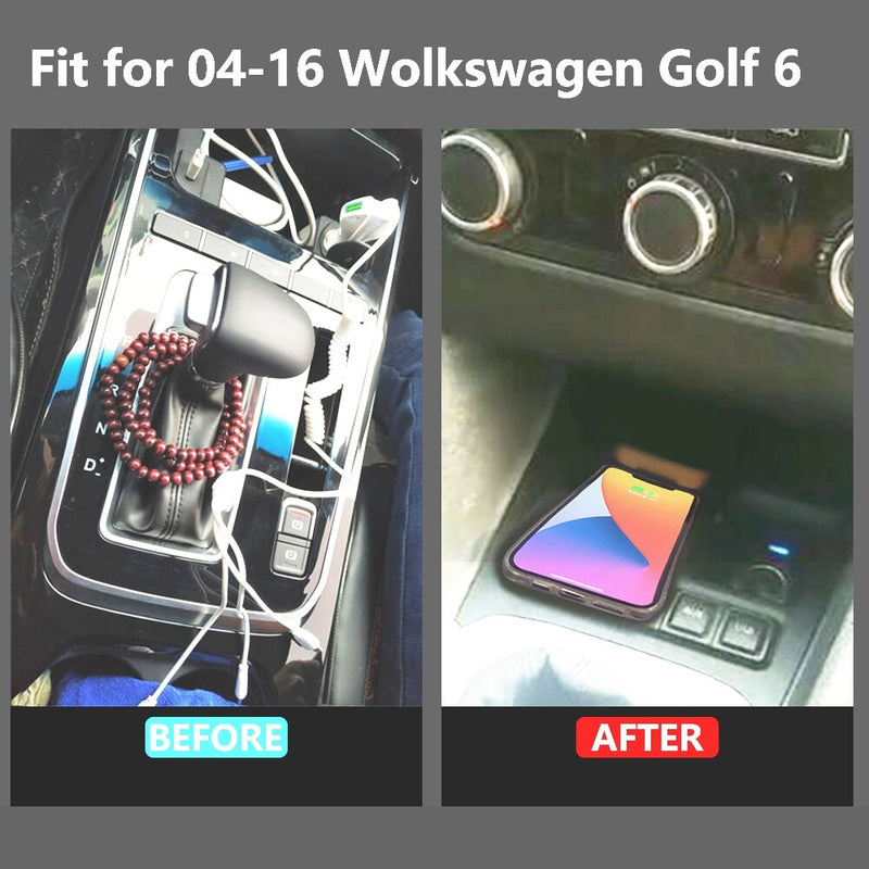 WXZOS Front Center Console Wireless Fast Charging Pad for VW Golf 6 MK6 2008-2012