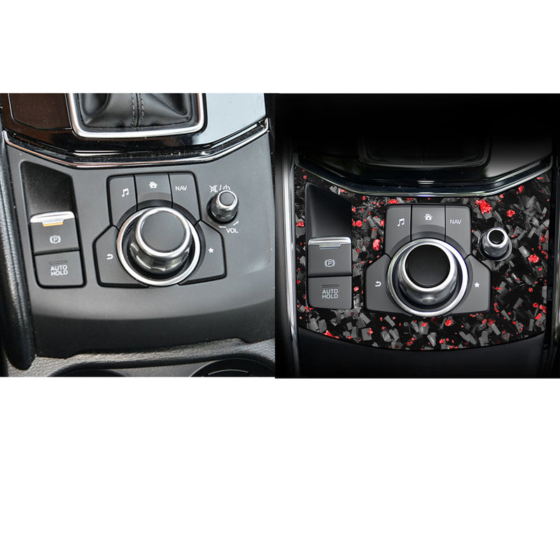WXZOS Genuine Carbon Fiber Center Console MMI Switch Trim for Mazda CX-5 2016-2019